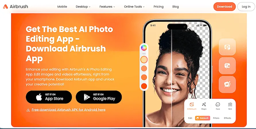 AirBrush's home page